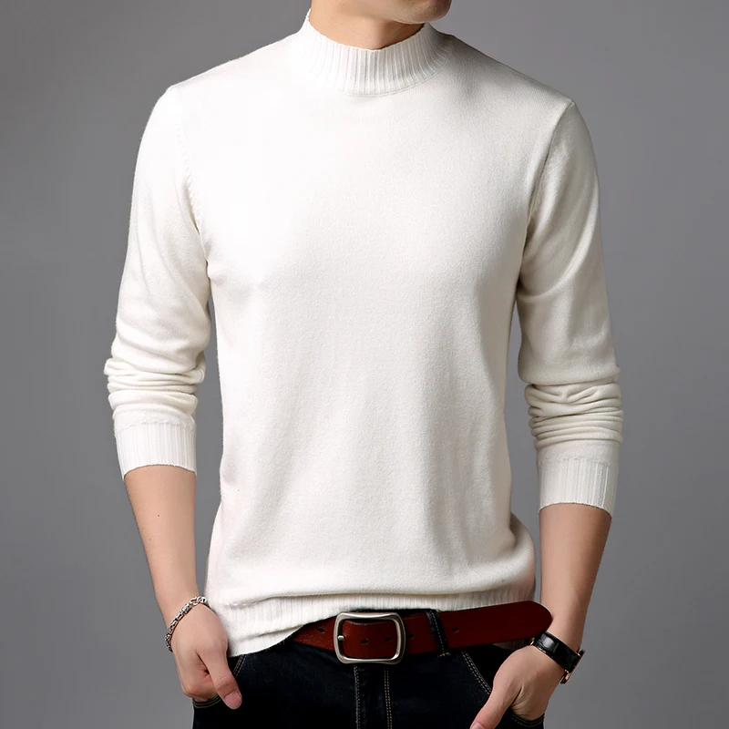 2020 модный мужской классический стиль средней высоты воротник однотонный приталенный акриловый мужской свитер