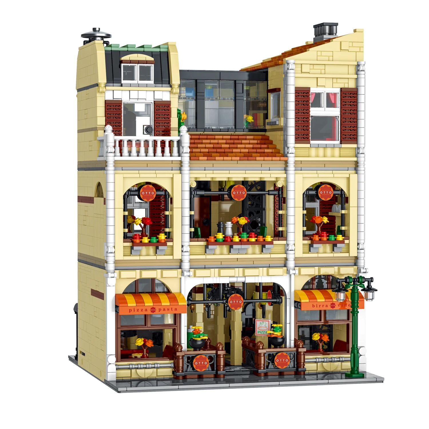 New 5588pcs Pizza Shop DIY toys Model Bricks Creative Big House Building Blocks Set Toys For Christmas Gift