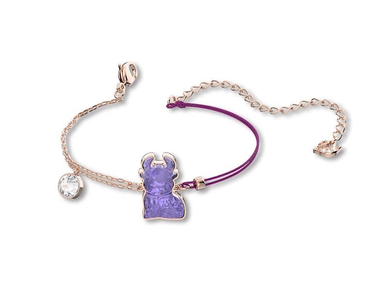 New elegant and romantic purple crystal calf shape pendant bracelet set