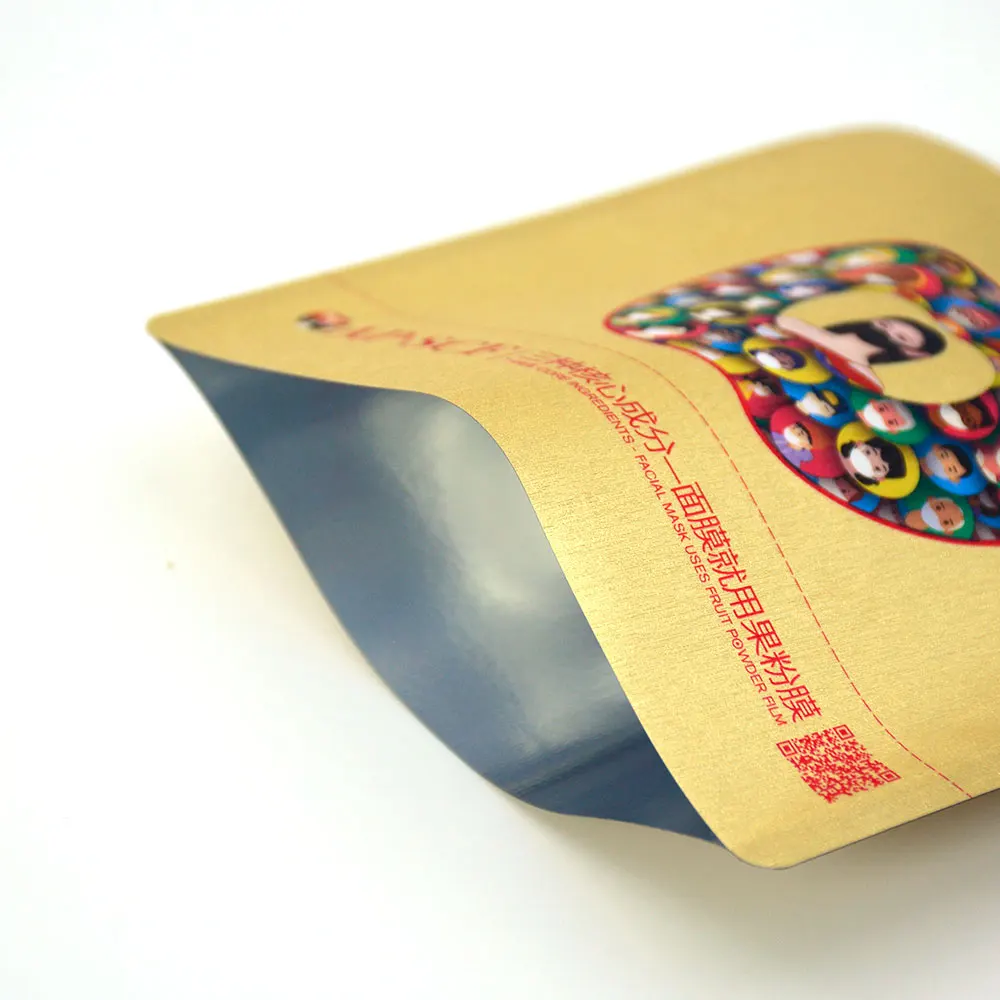 Pure Aluminum Facial Sheet Mask Packaging Aluminum Bags Three Side Sealed Bags Flat Mylar Pouch 3 Side Seal