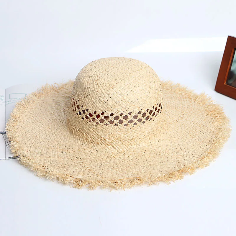 custom wholesale handmade natural grass raffia straw hat body Floppy straw hat body