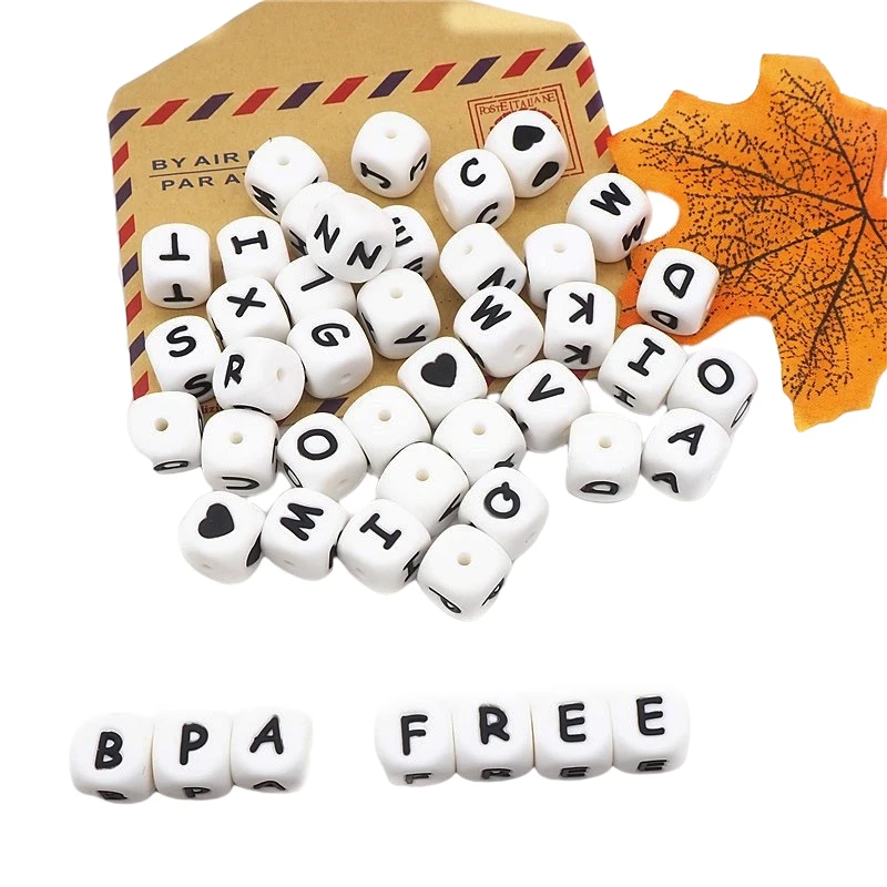 Оптовая продажа качественные бусины не содержит Бисфенол А экологически чистые силиконовые с буквами для изготовления ювелирных изделий