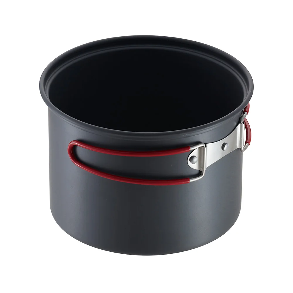 Outdoor Portable Tableware Set 4 Pcs Hard Anodized Camping Pan Pot Cookware Set