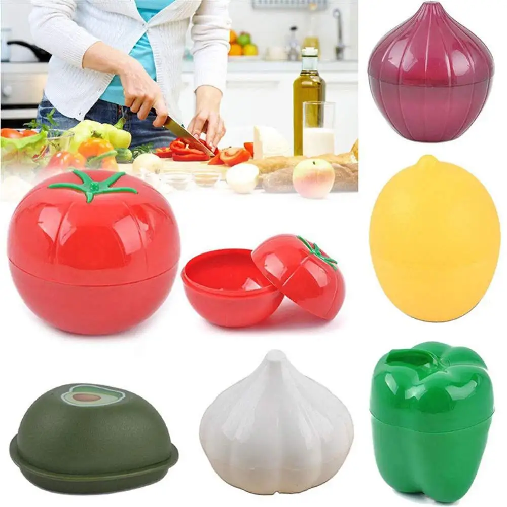 Plastic Keep Fresh Storage Box Fruit Shape Crisper Food Containers Onion Lemon Tomatoes Green Pepper Shaped