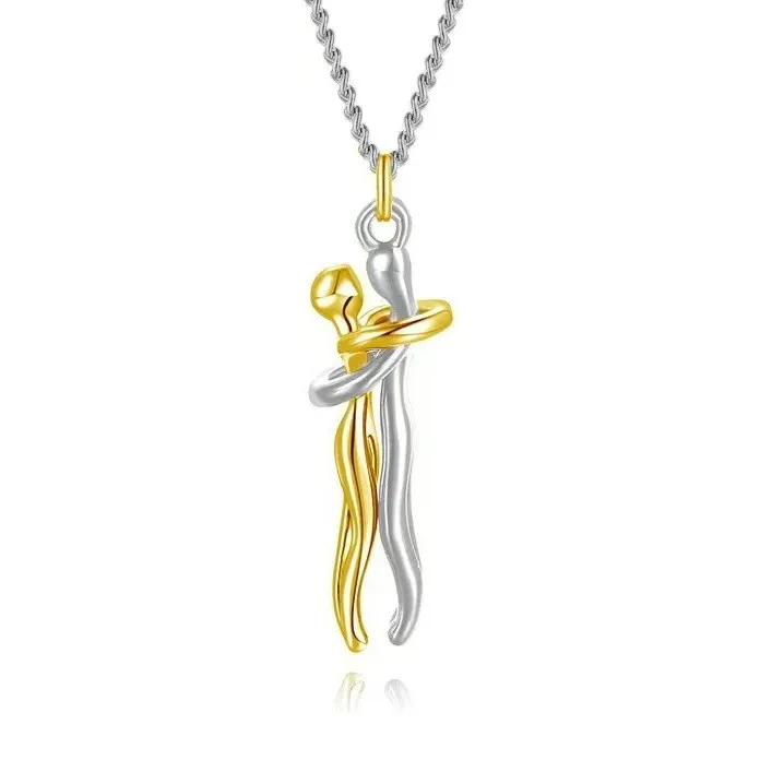 14K Gold Plated Men Women Jewelry High Quality Fashionable Romantic Hugging Couple Pendant Necklace Hug necklaces