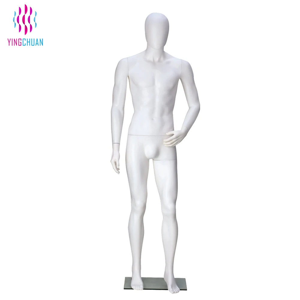 White Full Body Standing Mannequin Plastic Life Size Male Mannequin With Egg Head