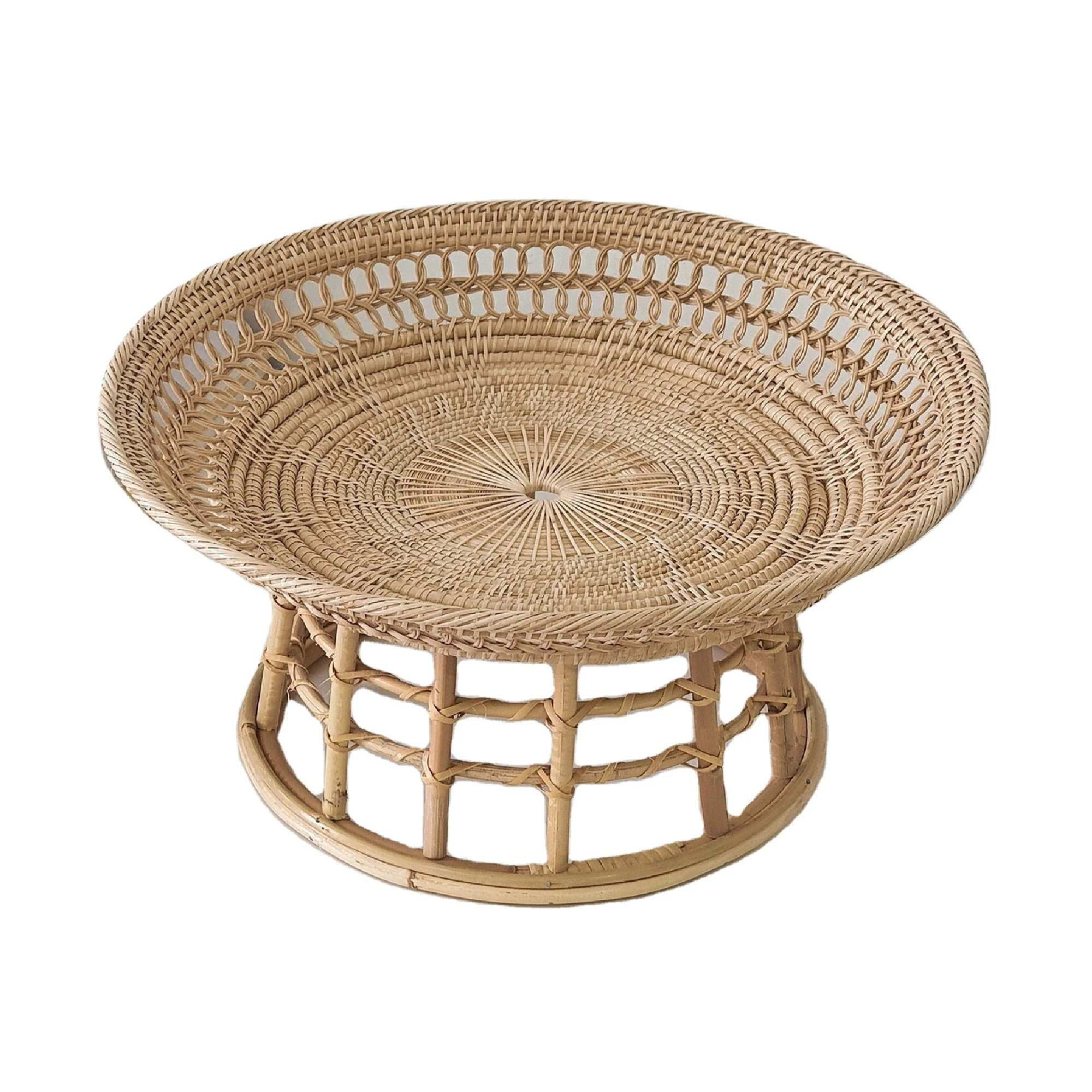 Wholesale new natural rattan tray fruit dessert coffee table living room outdoor picnic coffee table