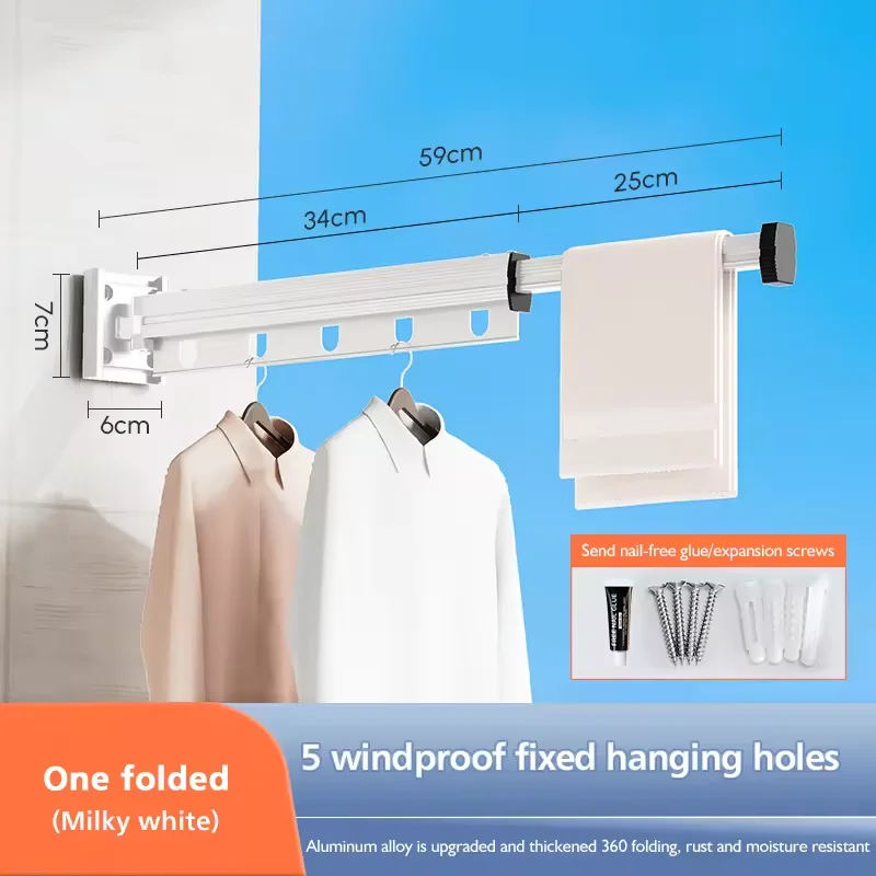 High quality modern foldable clothes rack aluminum alloy clothes rack wall mounted extended clothes rack
