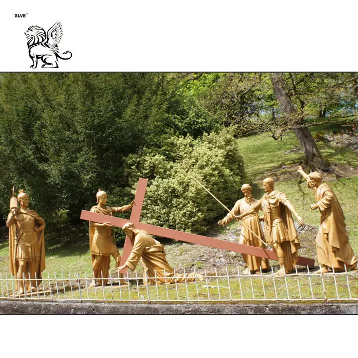 BLVE Custom Outdoor Church Metal Famous Religious Life Size Bronze Christ Jesus Statues Stations Of The Cross Sculpture