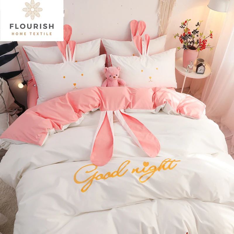 Flourish Oem/Odm King Size 100% Cotton Bedsheet Bedding Set Luxury cadar Juegos Sabanas De Cama Drap De Lit For Home Wholesale