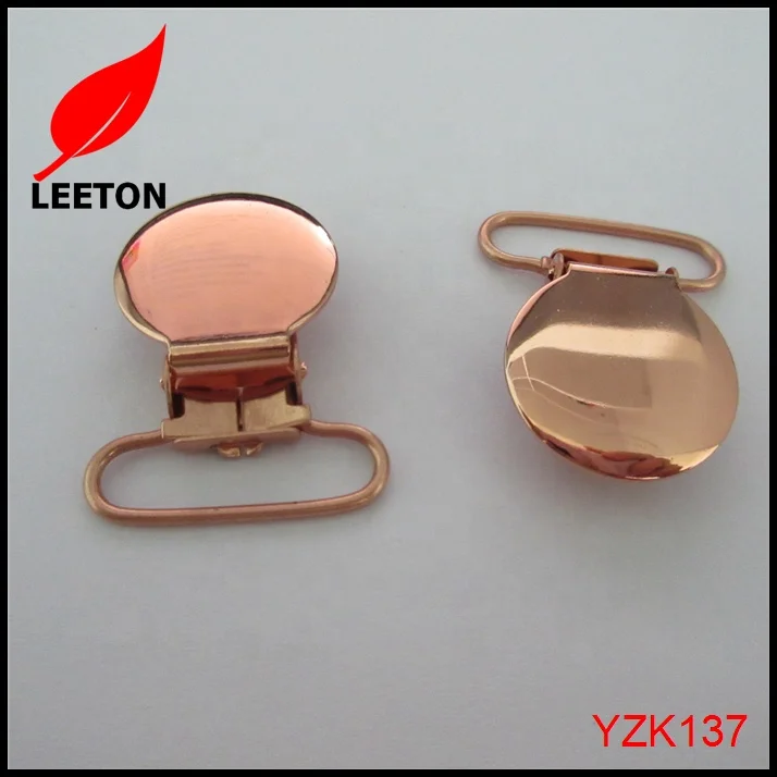 Factory supply 1.0 inch 25mm round shiny rose gold safe baby pacifier clip