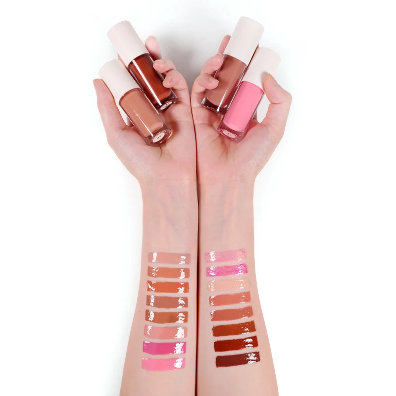 Wholesale Vegan Cosmetics Clear Nude Lipgloss Vendor Custom Logo Glitter Lipgloss Private Label Lip Gloss