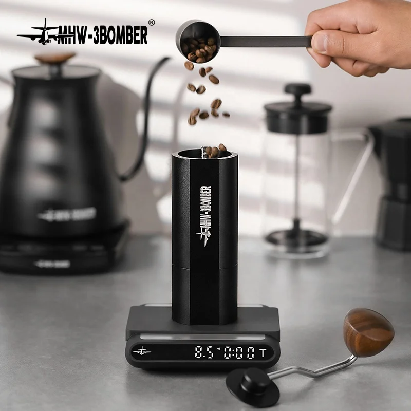 MHW-3BOMBER Outdoor Travel Coffee Tools Hand Crank Stainless Steel Portable Adder V3 Espresso Manual Coffee Grinder