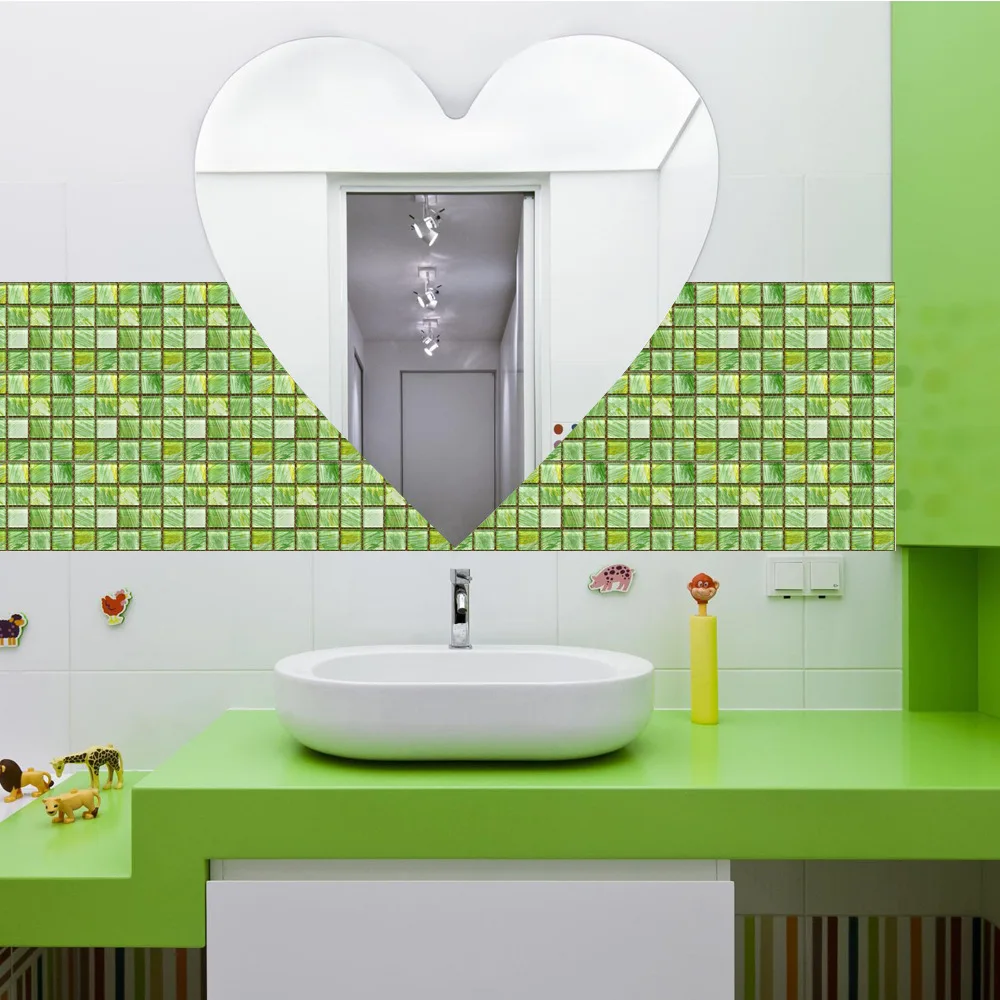 Gloss Mosaic Wall Sticker Wallpaper 3D Home Decoration Self-Adhesive Mosaic Wall Tile Sticker Peel And Stick For Home  Decor