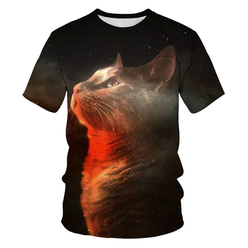 T Shirt Men Women 3d T-shirt Print two cat short Sleeve Summer Tops Tees T shirt