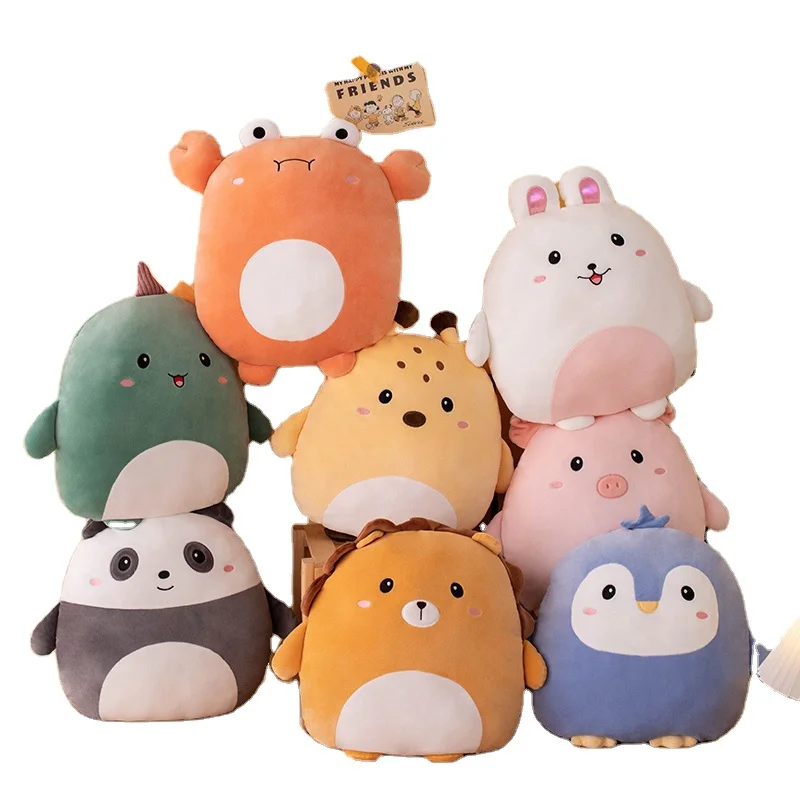 Custom Squish Plush Toy Cute Cartoon Super Soft Stuffed Animal Pig Dinosaur Frog Rabbit Plush Pillow