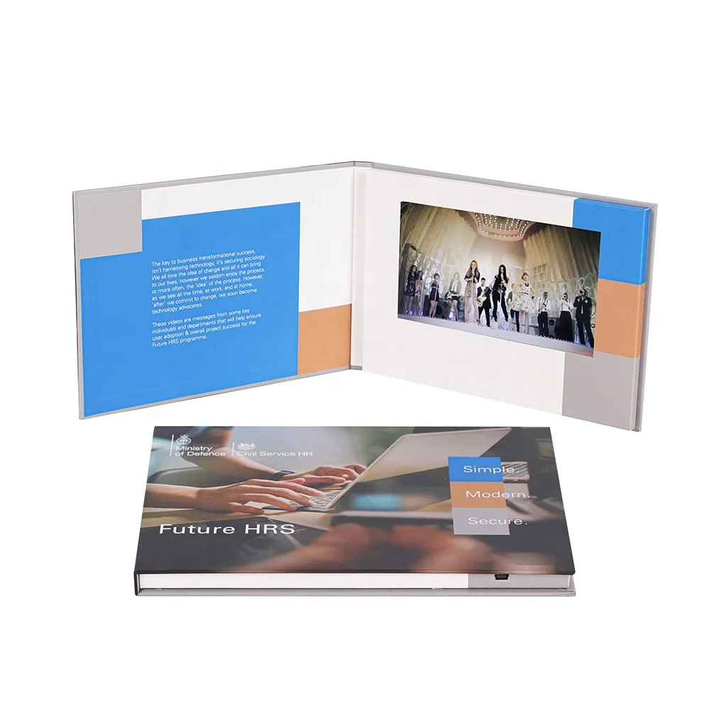 Popular customized 7 inch  video greeting brochure card inprinted for adversting