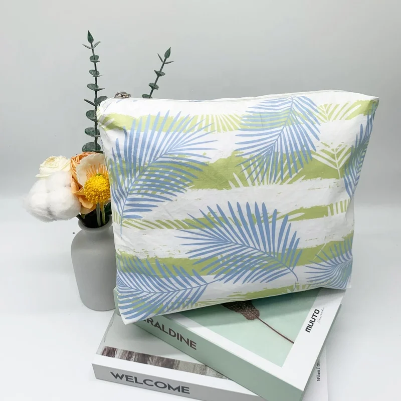 Personalized printed summer waterproof tyvek paper beach bikini pouch makeup cosmetic bag