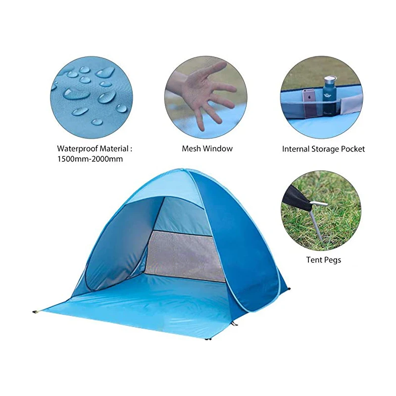 
China Portable outdoor Sun protection Automatic pop up Beach Tents family 