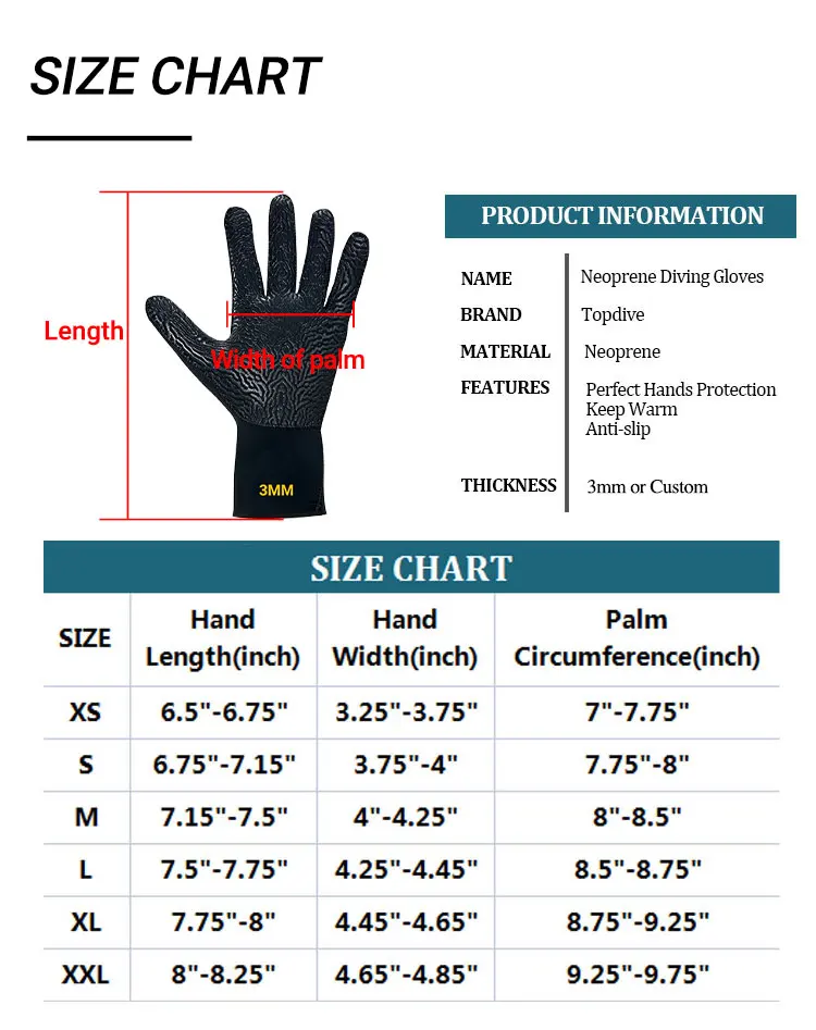 Diving Gloves Super Stretch Hand Protection Custom Logo 3mm Neoprene Dive Gloves