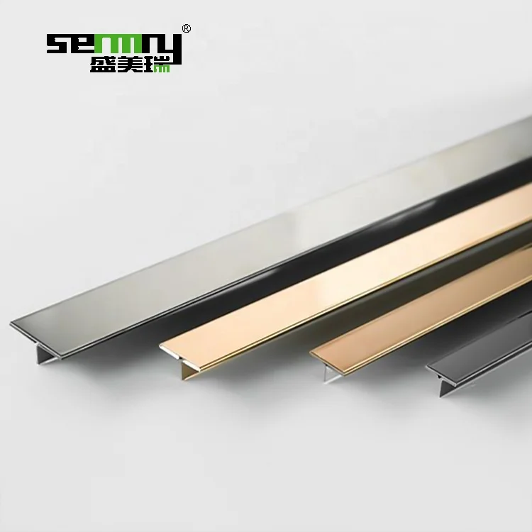 Brushed metal T profiles Stainless steel decorative strips for wall decoration 304 Ceramic tile profiles