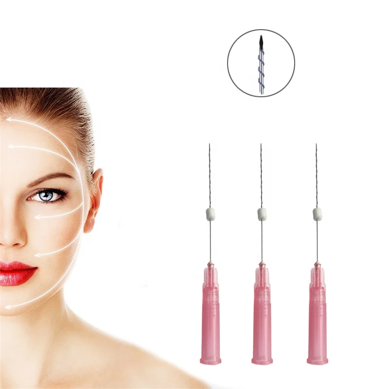 Medical Absorbable Face Lifting 21g 100mm Pdo 3d 4d 6d Cog Threads With Blunt Needle