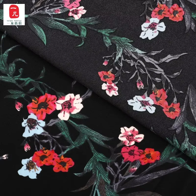 Compound False Twist Flower watermark digital print chiffon Satin Fabric for Women dress shirt floral silk