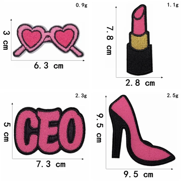 Personality Girl Series Twill Fabric Embroidered Patches Iron-On Style Lipstick and High Heels Design for Clothing