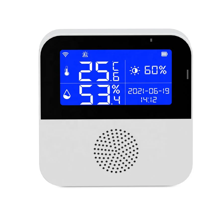tuya wireless wifi smart Temperature Humidity brightness sensor external waterproof temperature sensor with lcd display screen