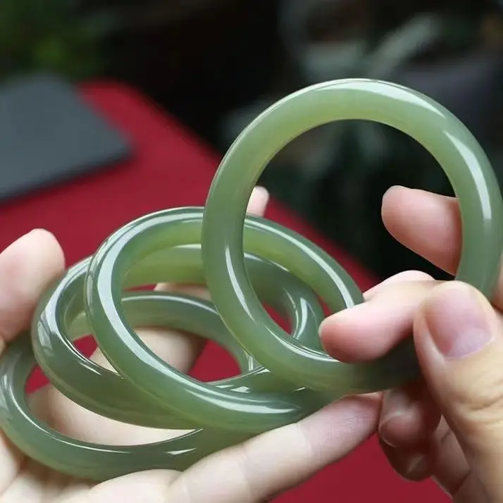 Wholesale Creative Handmade Natural Nephrite Jade Crystals Semi-precious Stone Bangles Bracelet Yoga Jewelry For Women