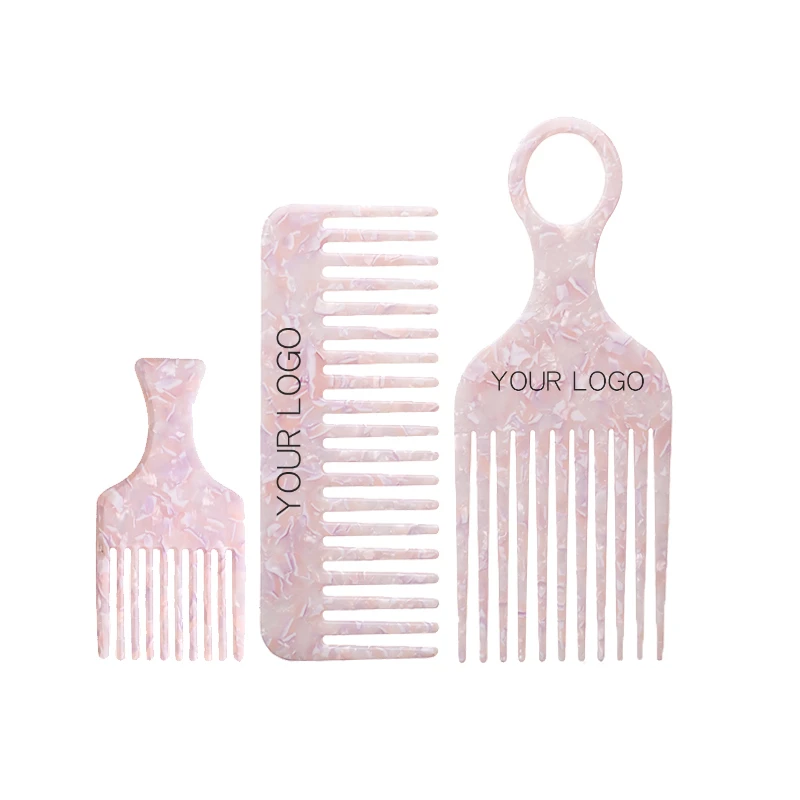 MiDairy Retro style wide tooth comb hair oil comb Europe and America hot sale pink color Hairdressing tools custom combs