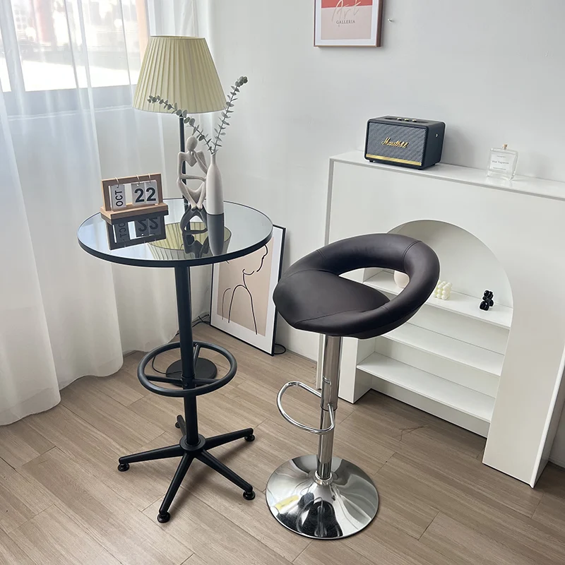 Barstool Modern Moon  Leather Adjustable Hydraulic Lift 360 Rotating Commercial Swivel Barstools