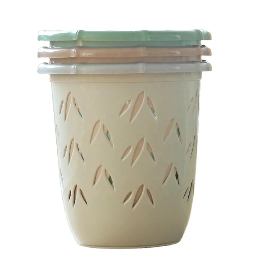 Good Quality Smooth Surface Plastic Waste Basket Bamboo Leaf Appearance Waste Paper Basket