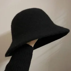 Fashion Bucket Hat For Women Ladies Wool Bucket Hats Thicken Winter Cap