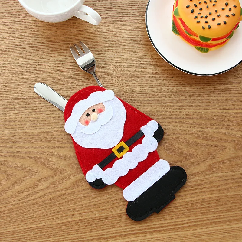 Christmas Sale Christmas Knife and Fork Bag Holder Christmas Table Decorations Snowman Elk Cutlery Holder