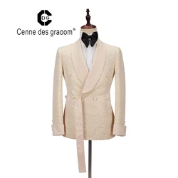 Mens Suit 2 Piece Slim Fit Wedding double breasted for Cenne des graoom Lapel Blazer Trousers