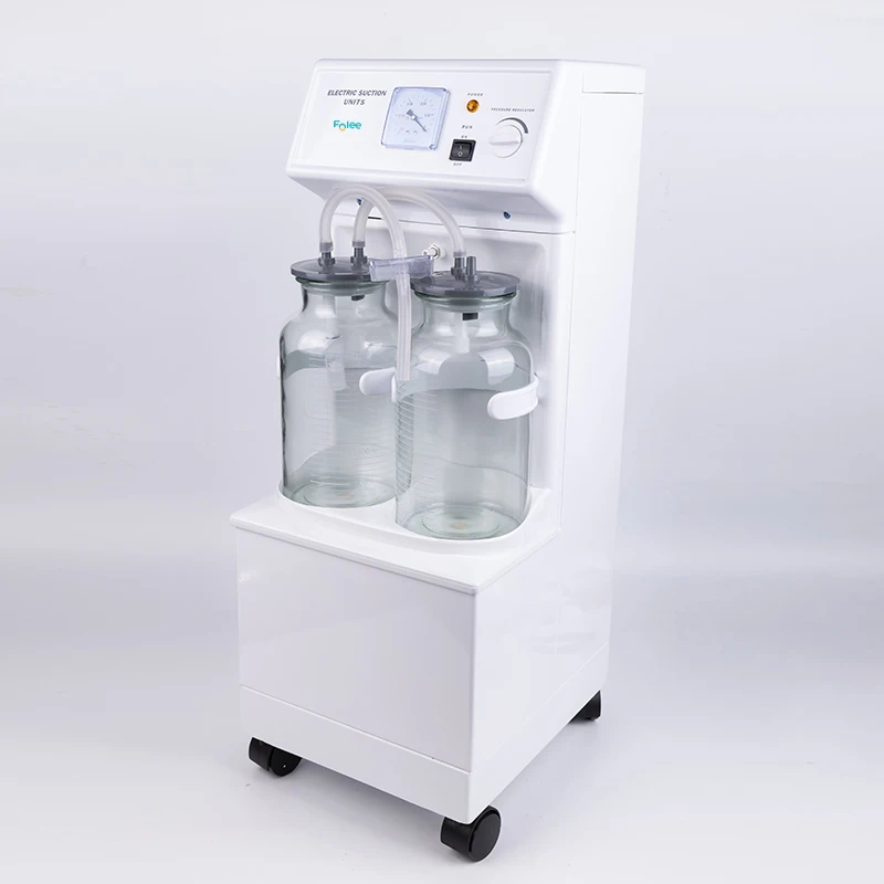 Medical Electric Suction Pump Vaccum Suction Jar Apparatus Aspirator Double Bottles Trolley Unit Suction Machine