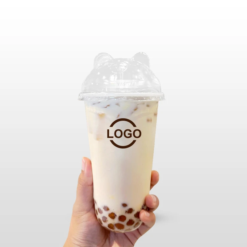Disposable 12 16 32 Oz Plastic Lid Clear Cold Beer Milk Tea Coffee Sauce U Shaped Custom cups with lids and straws for cold Cup
