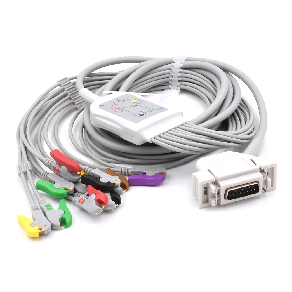Siemen/Hellige Direct-Connect 12-Lead EKG Cable AHA Compatible ECG cable