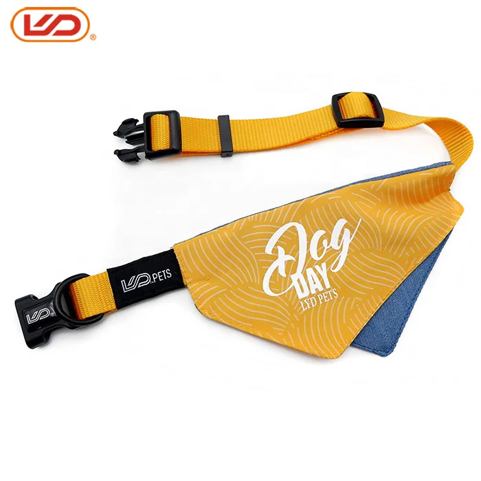 
High quality custom adjustable nylon big dog cat training neck scarf bandana collars buckle 