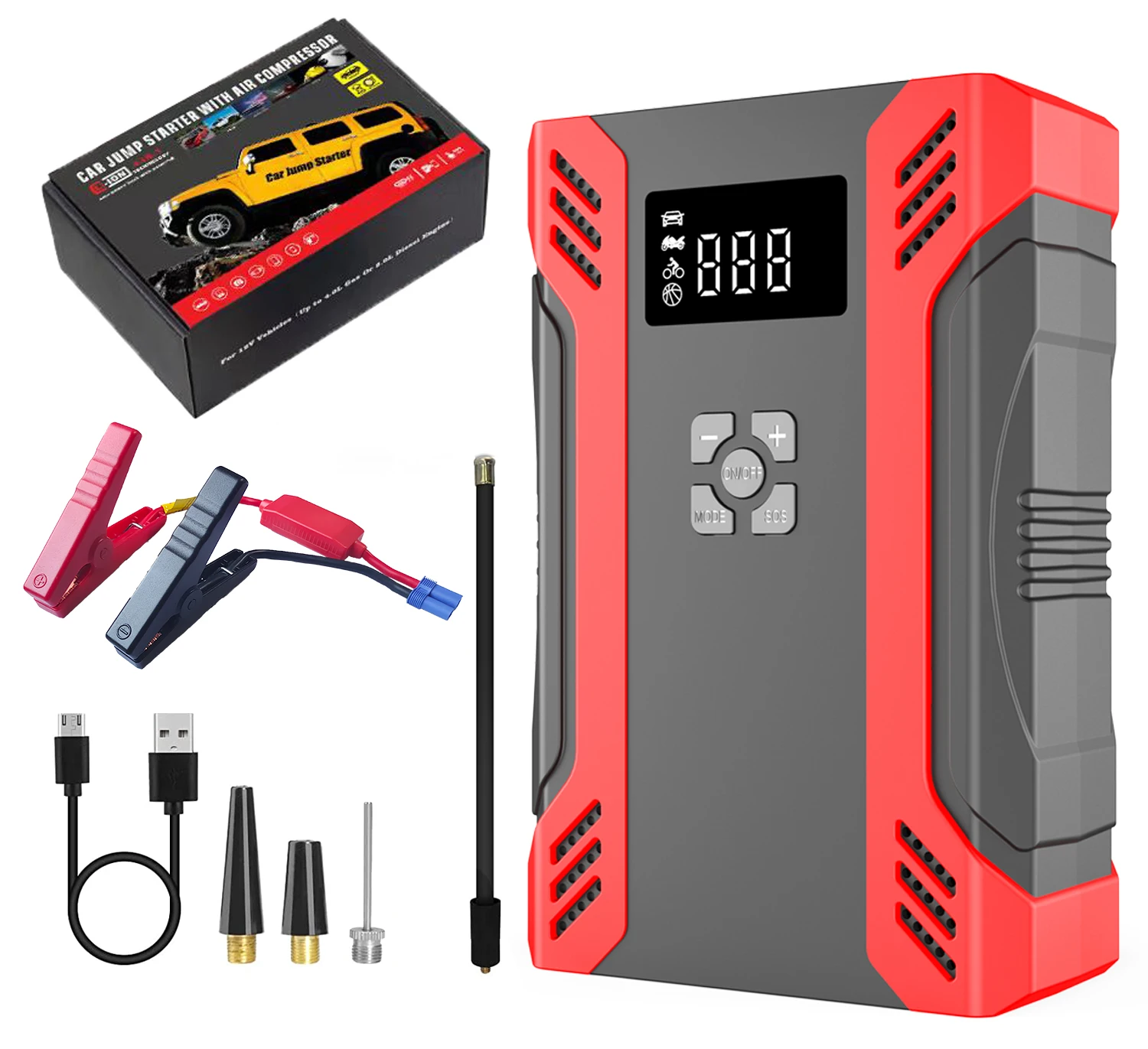 Fast Charge 12v 37000mWh Emergency Car Jump Starter Power Bank With 150PSI Air Compressor Tire Pump Jump Starter With Air Pump