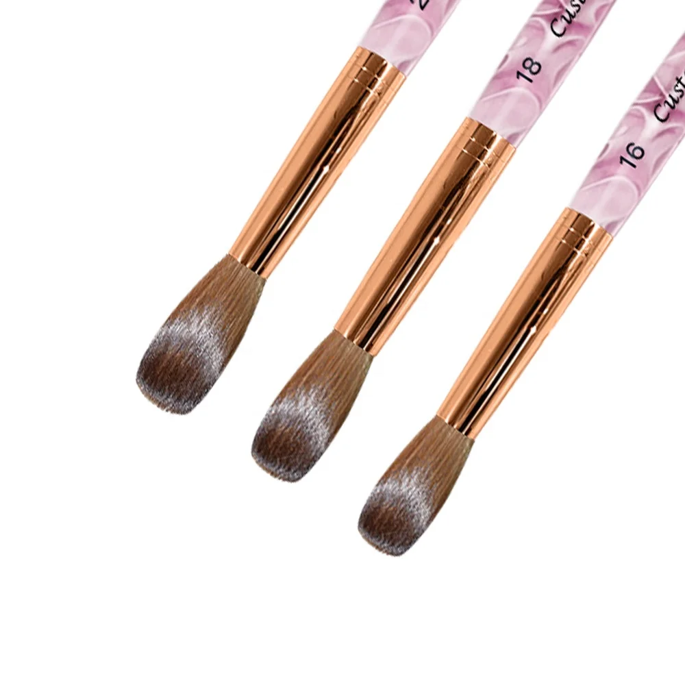 Purple Marble Acrylic Nail Brush 100% Kolinsky Hair Oval Pinched Custom Nail Brush Box Different Sizes  for Acrylic Powder