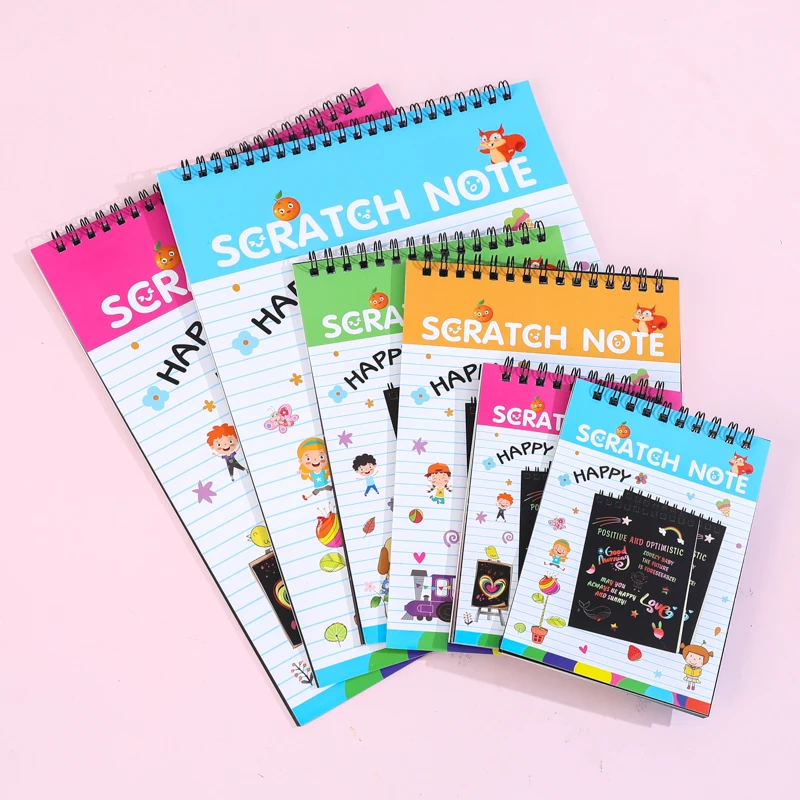 Ready to Ship Magic Scratch Book For Kids Rainbow Scratch Paper Note with Bamboo Sticks