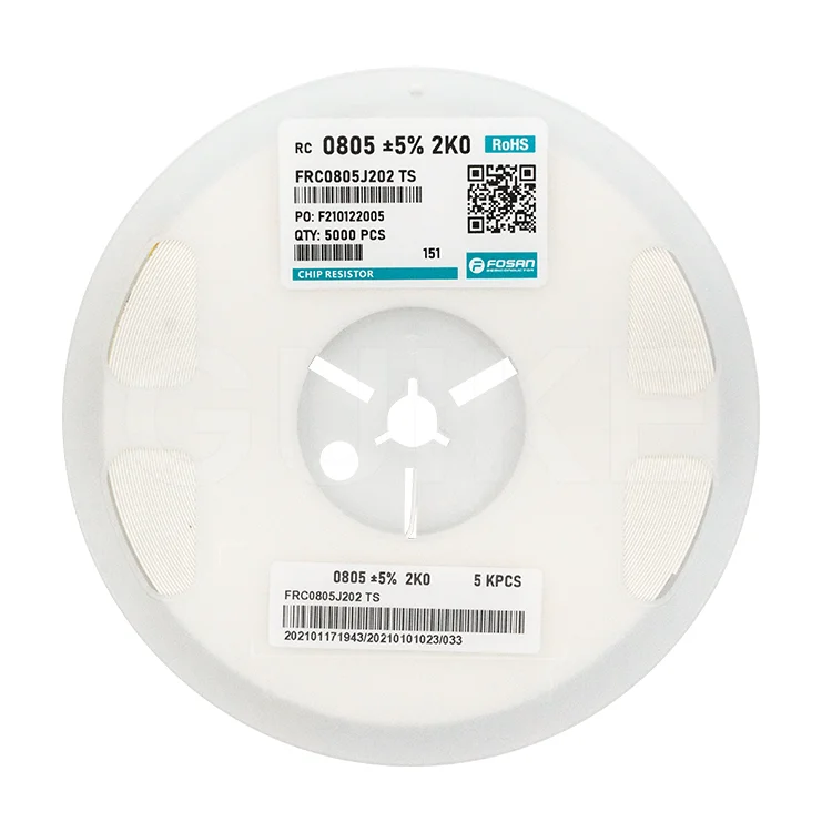 Film Color Code Ohm Shunt Resistor 0805(2012) 5% 2K Ohm Tubular Ceramic Wire Wound Metal Chip Resistor Electric Component CN;GUA