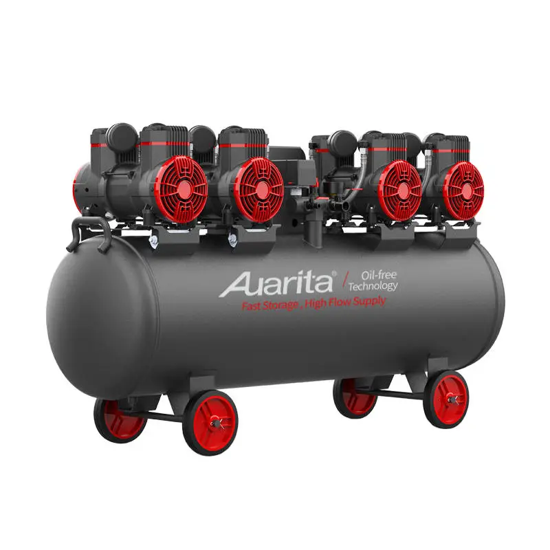 Auarita Oil Less 4 Cylinder 120 L 750W*4 Portable Industrial Air Compressor Silent Oil Free
