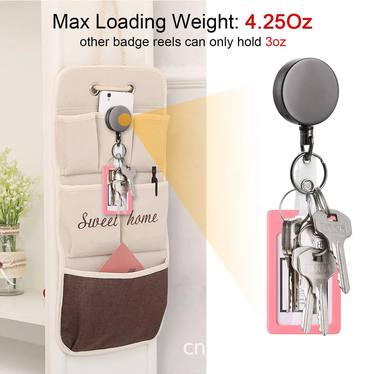 4cm Diameter Heavy Duty cable reel Retractable Reel Metal waterproof ID Badge Holder with Belt Clip Key Ring for Name Card