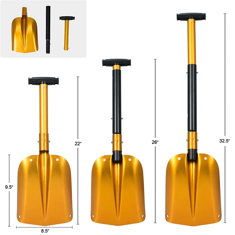 Free Sample Portable Lightweight Aluminum Utility Snow Shovel Collapsible Mud Snow Removal Shovel Spade