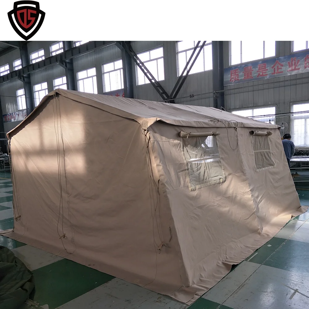 Double Safe Custom waterproof fire retardant Canvas Emergency shelter Steel Frame Structure Camping Tent