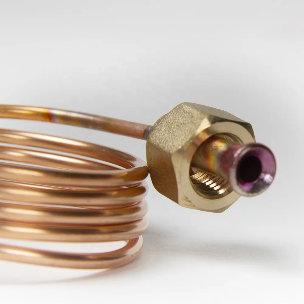 Air conditioning copper capillary tube with nut brass copper fitting