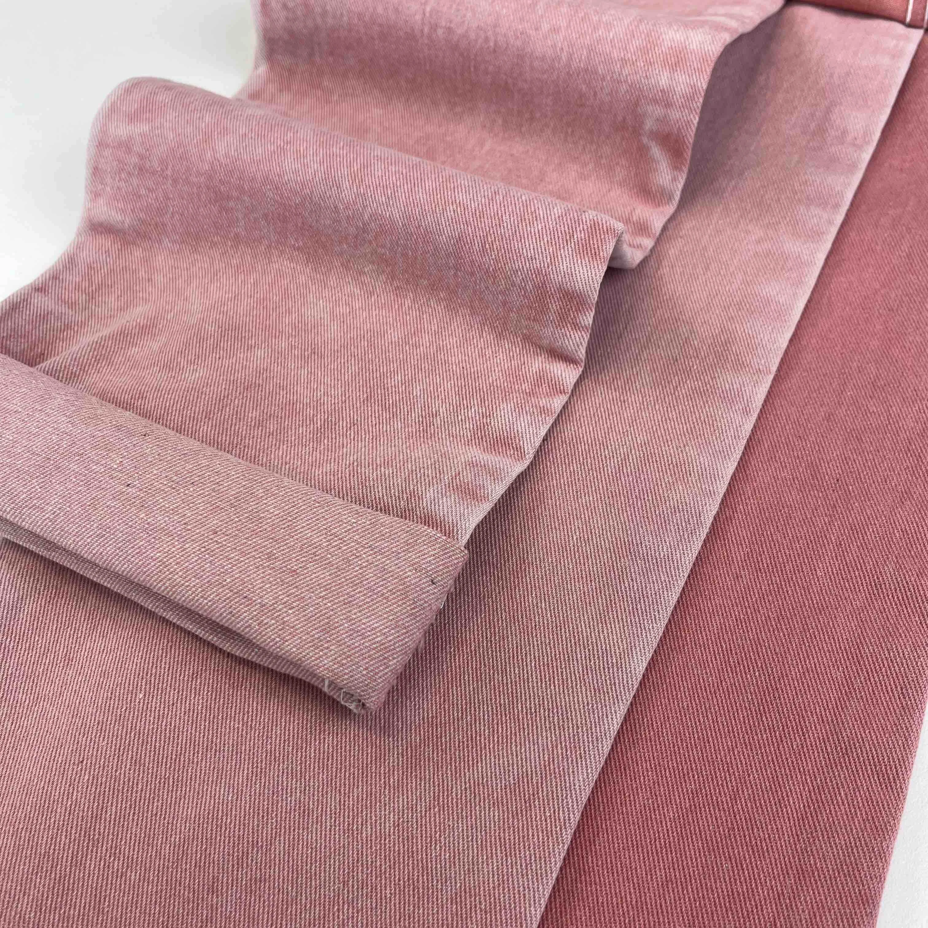 Pink Color Denim Jeans Fabric Cotton Polyester Blended Non-Elastic Woven Twill Pink Denim Fabric